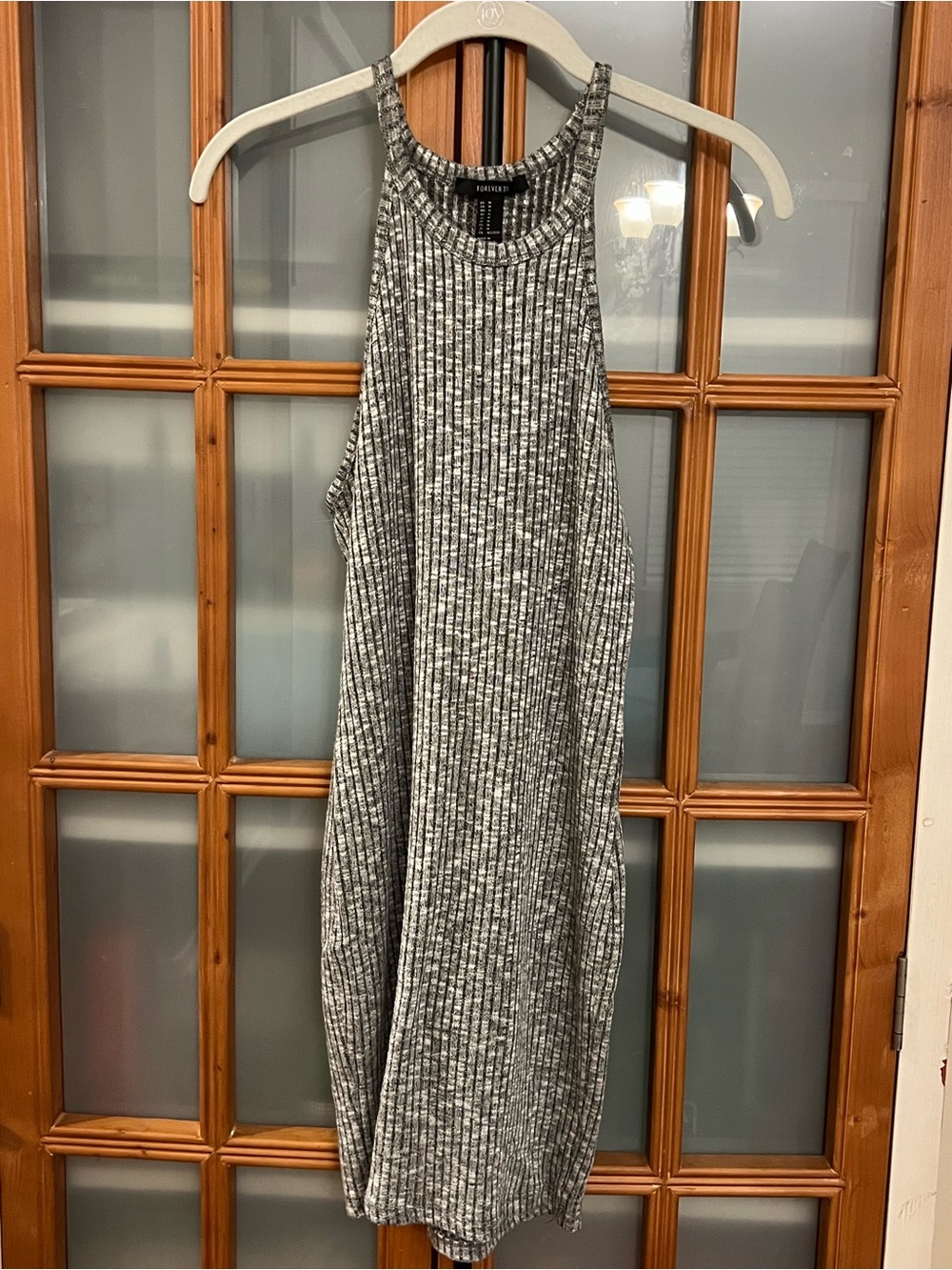 Forever 21 Gray Ribbed High-Neck Mini Dress